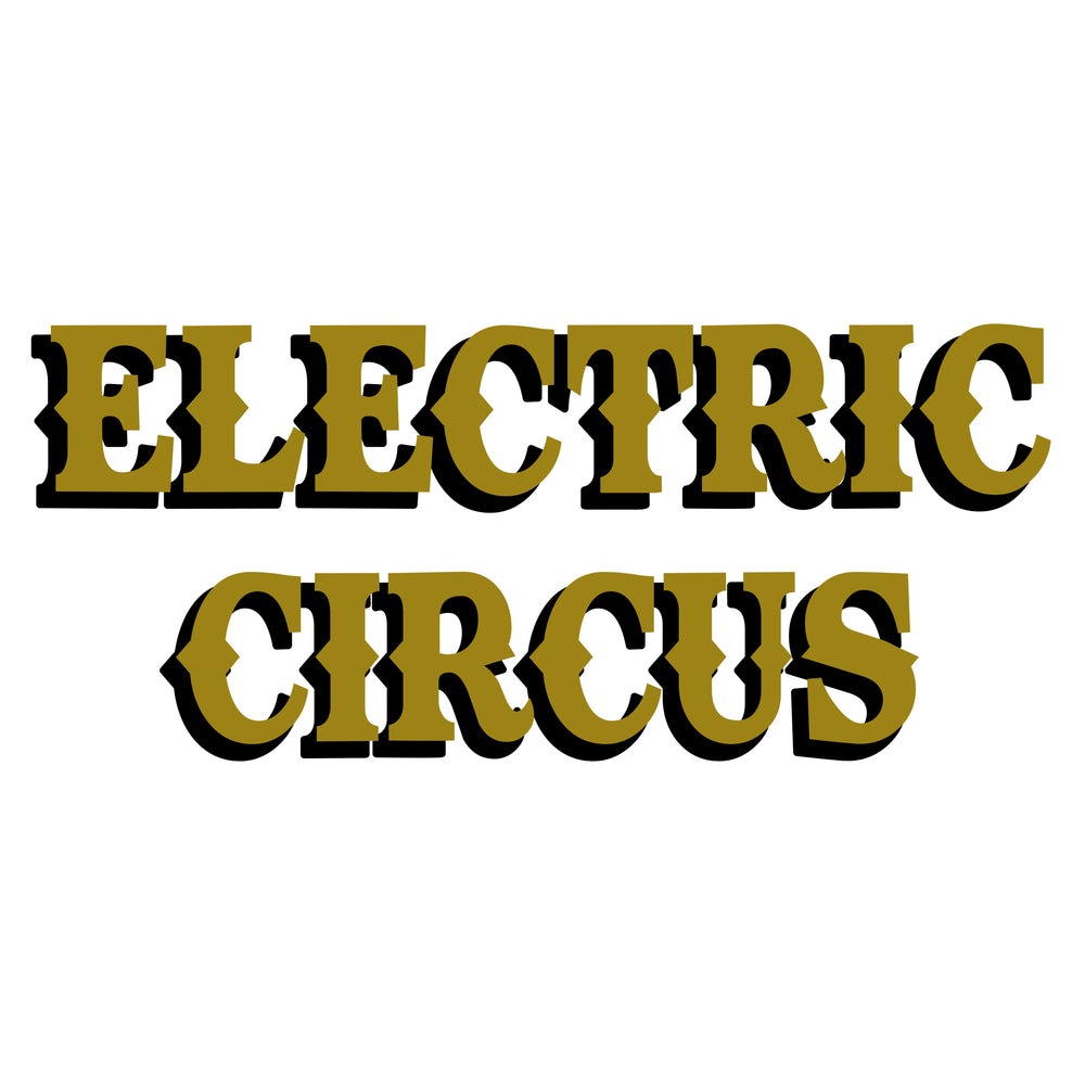 Gold and black Electric Circus lettering design
