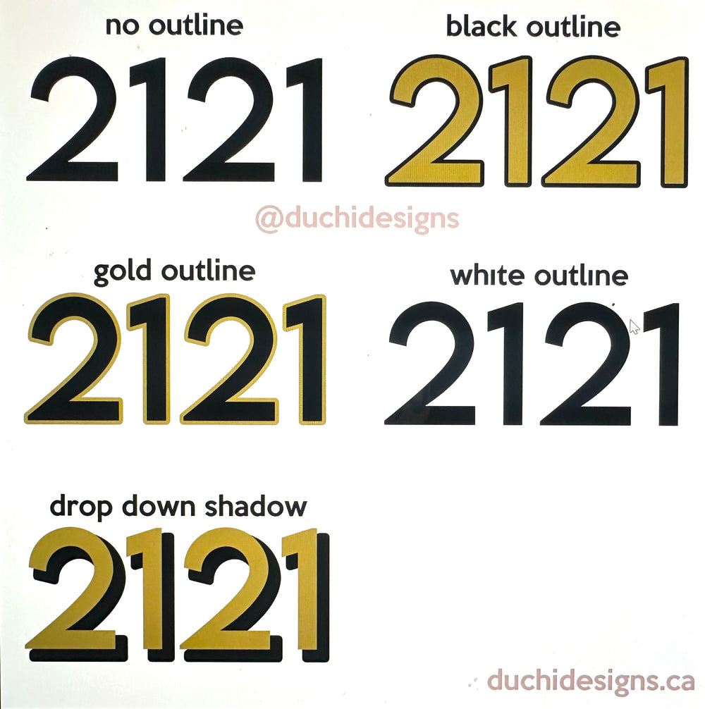 Diagram comparing outline and shadow treatments on 2121 numbers