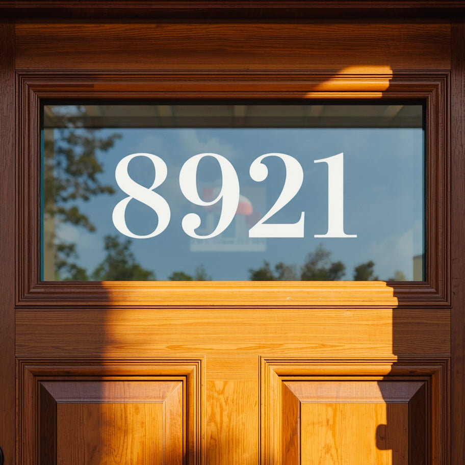 Example entrance image showing white 8921 transom numbers