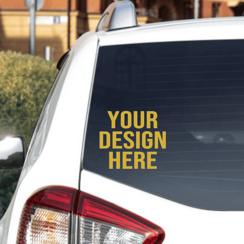 Car-window illustration reading Your Design Here