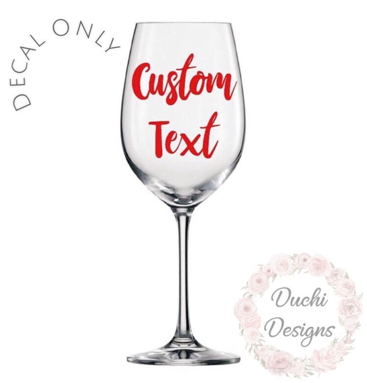 Custom Stemless Wine Glass Decals and Coffee Mug decals Duchi Designs