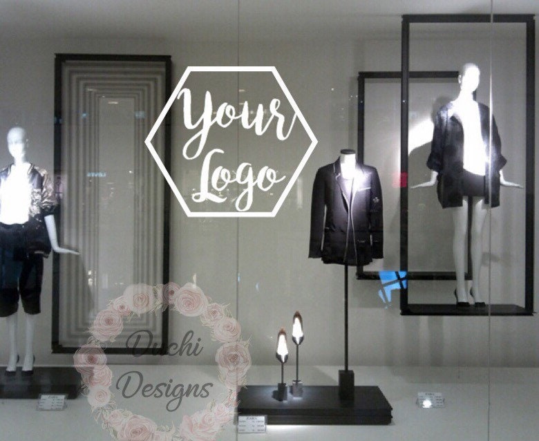 Illustration of Your Logo branding on storefront glass