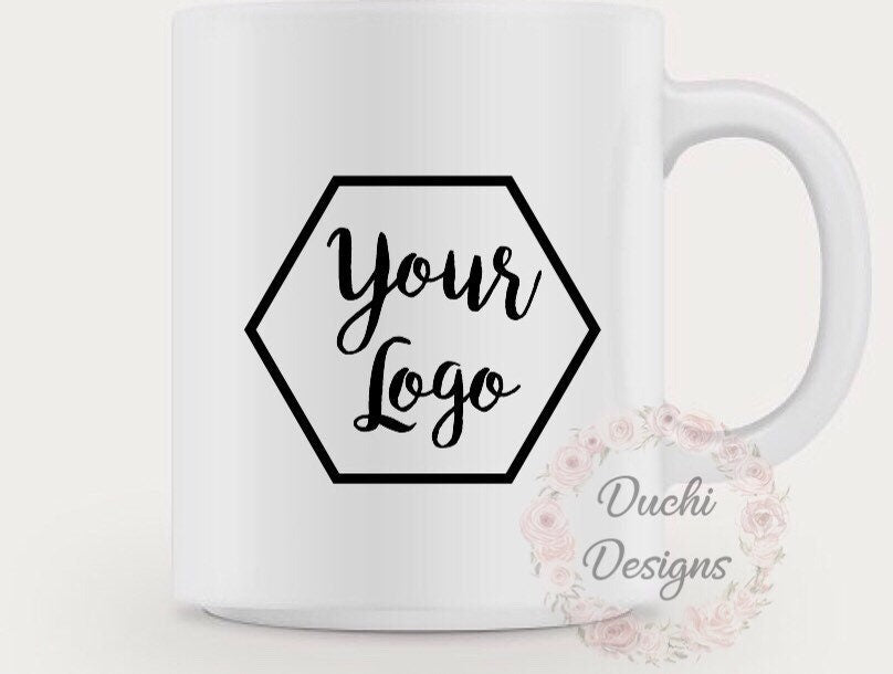 Illustration of Your Logo decal on a white mug