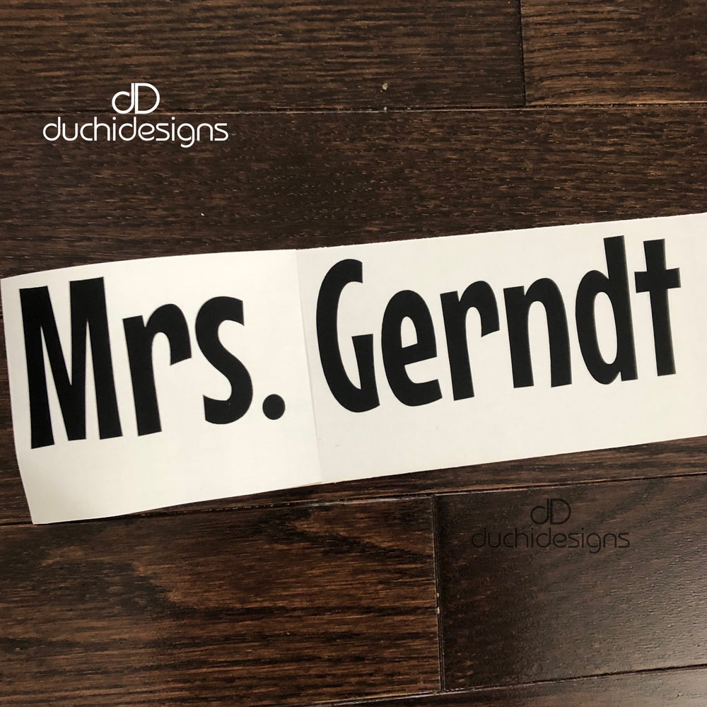Black Mrs. Gerndt lettering on backing
