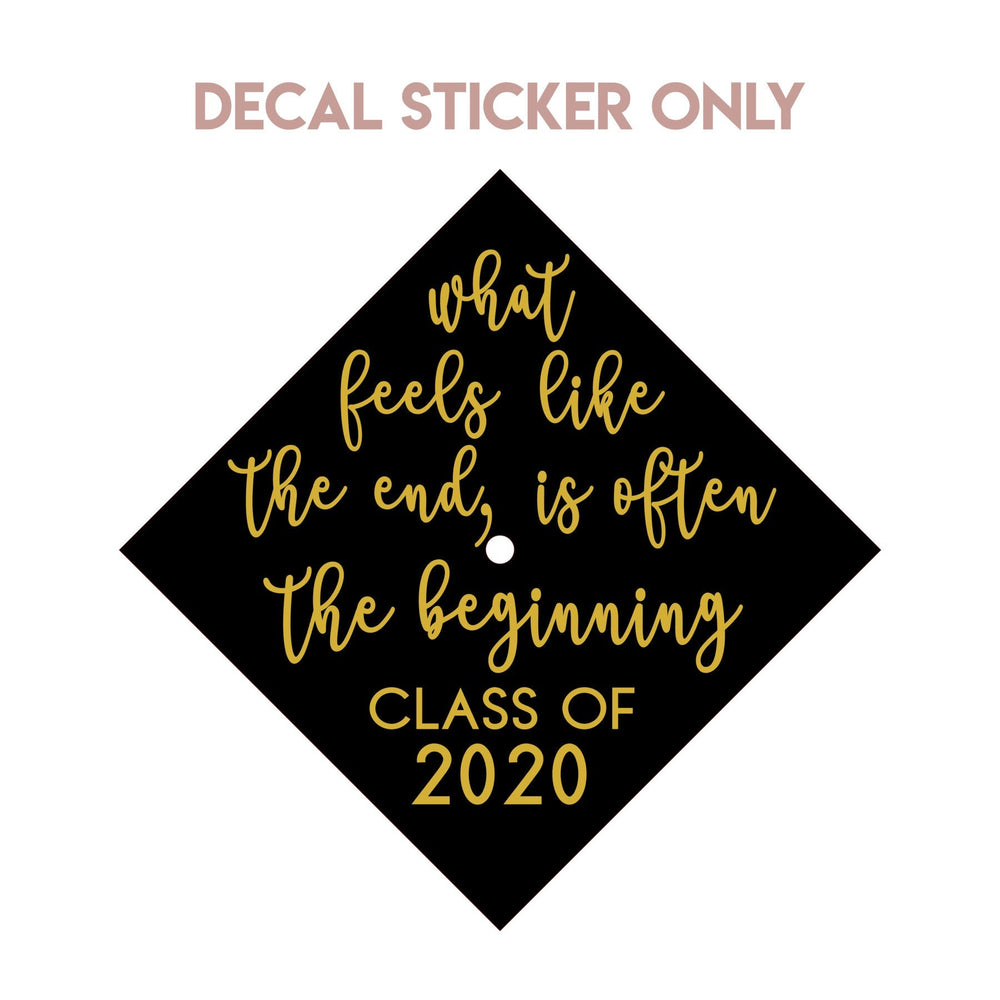 Example black cap with gold Class of 2020 quote labelled Decal Only