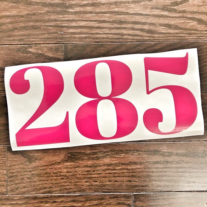Pink 285 number decal on backing