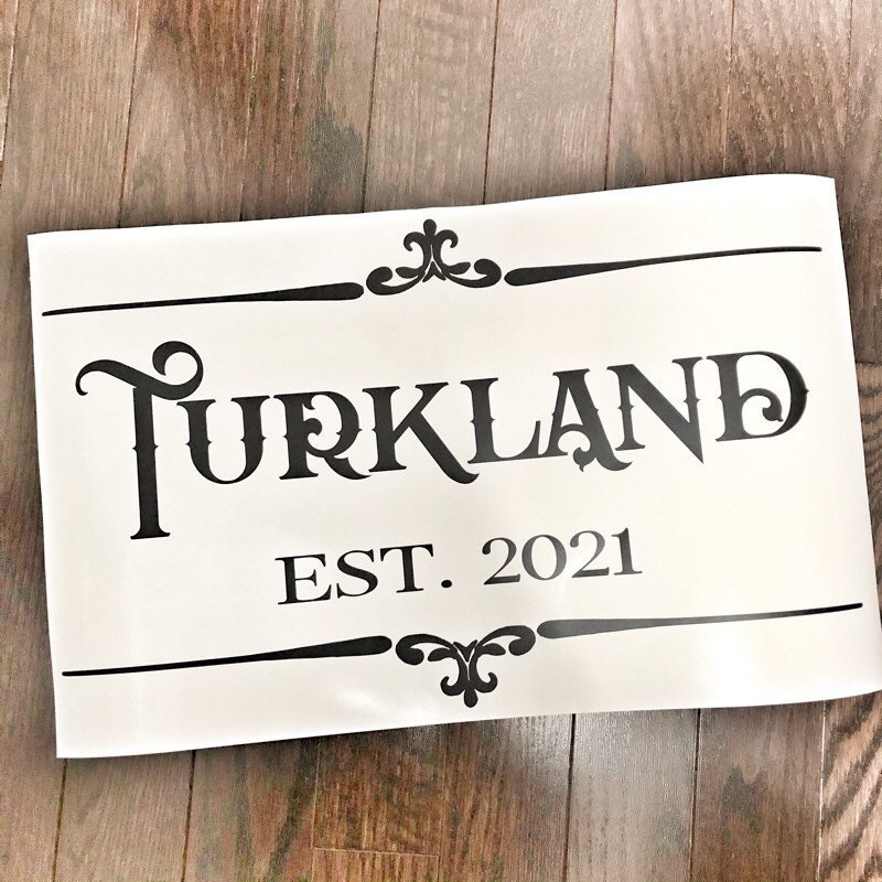 Black Turkland Est. 2021 design with ornamental lines