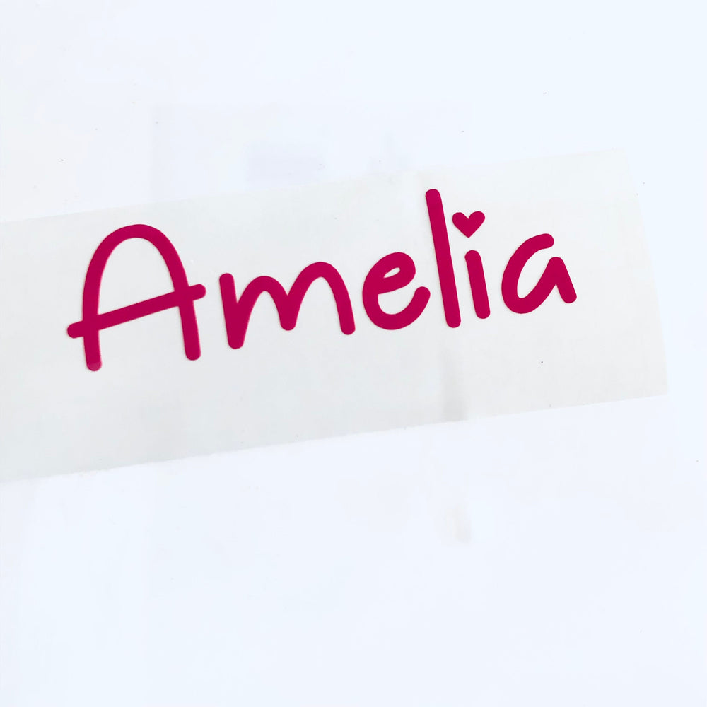 Pink Amelia script name lettering