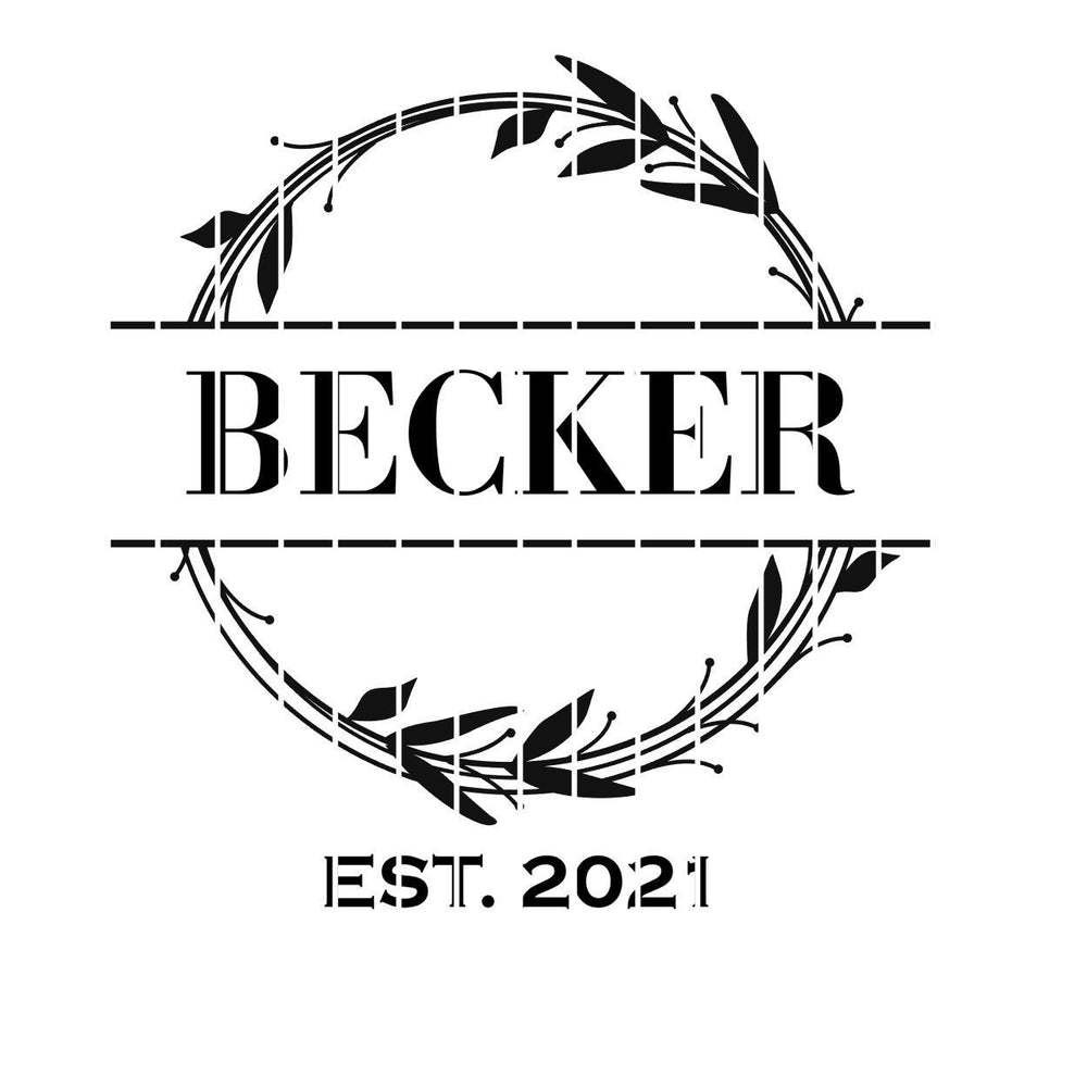Becker wreath monogram design with Est. 2021