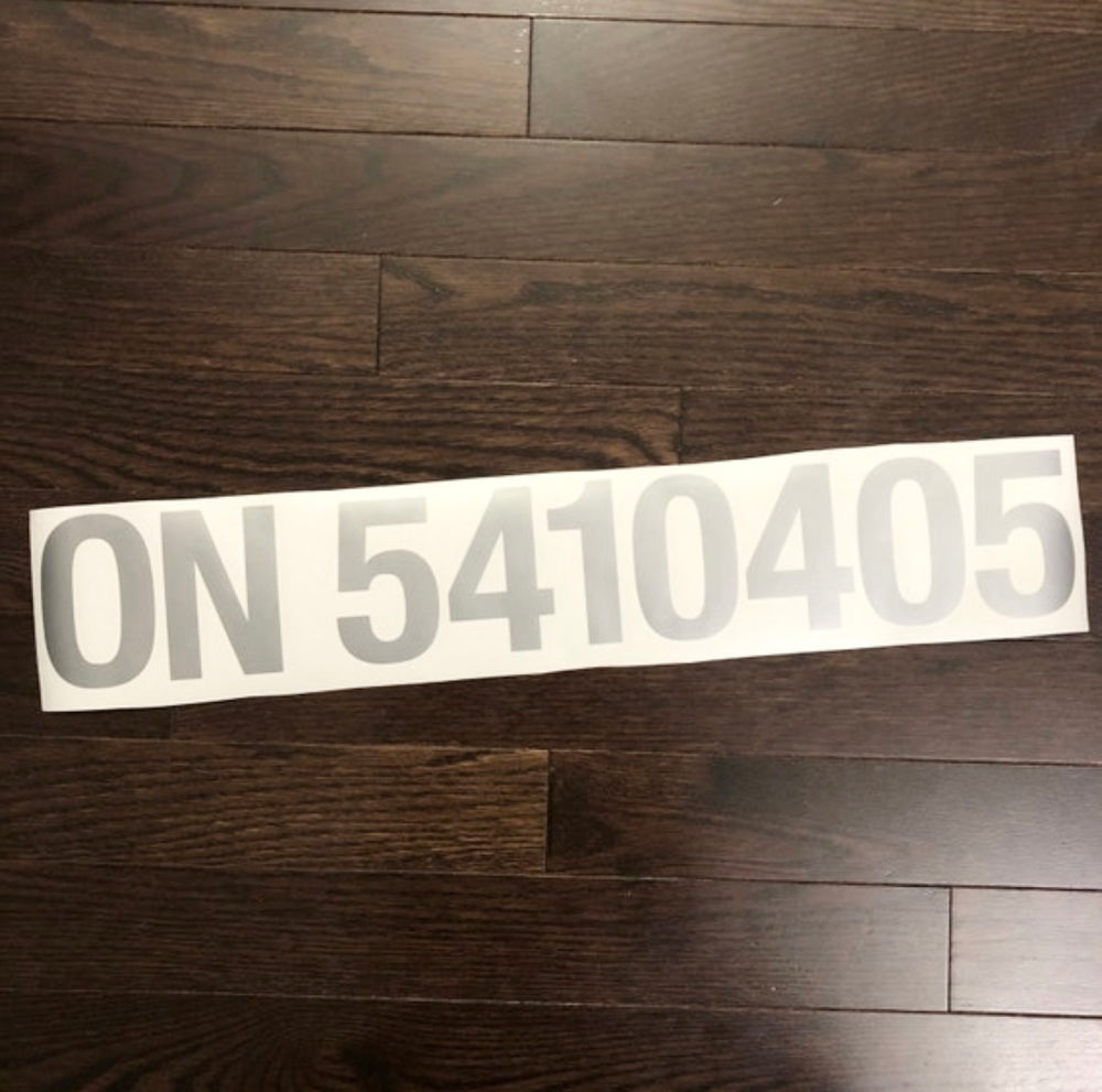 White ON5410405 boat registration number decal