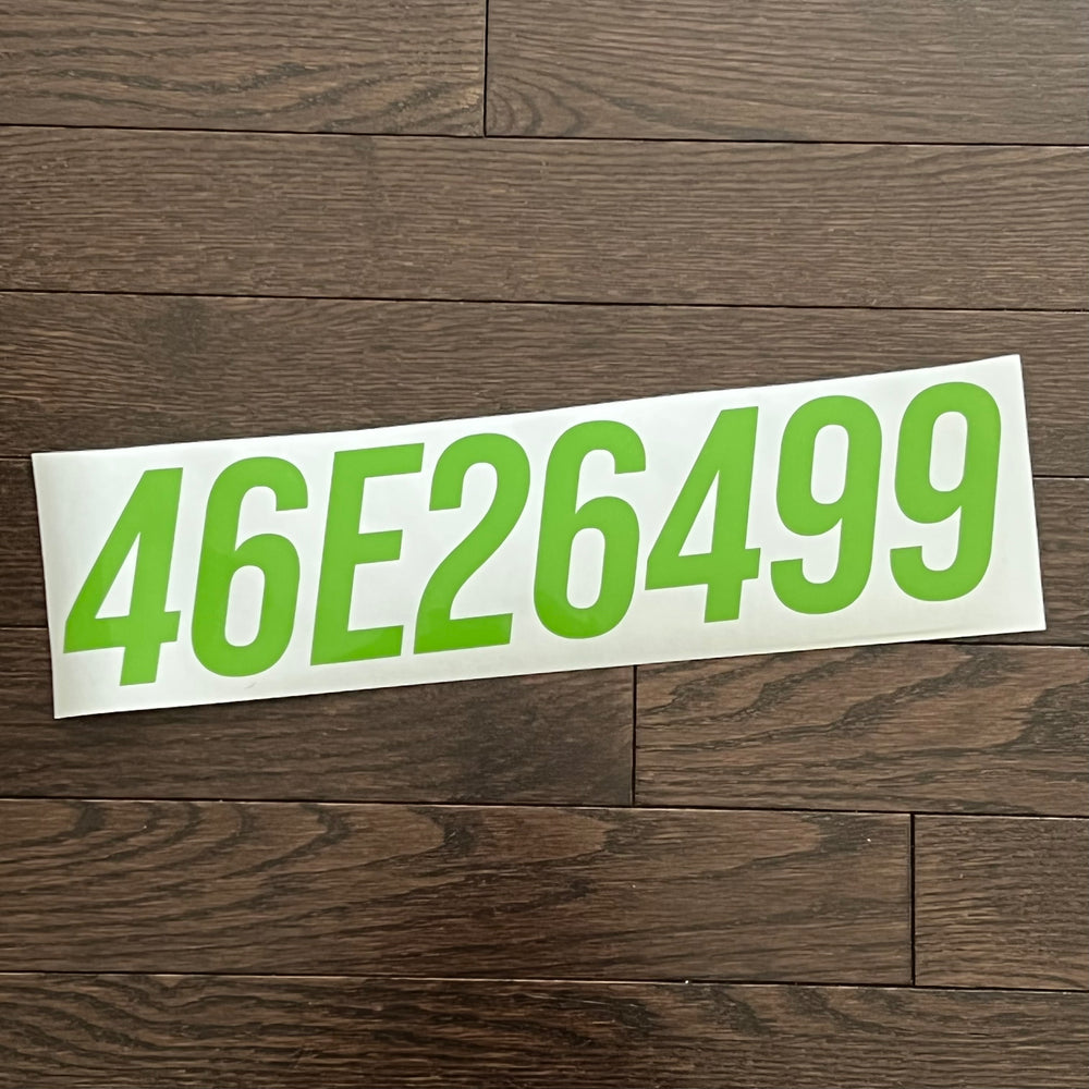 Green 46E26499 registration number decal