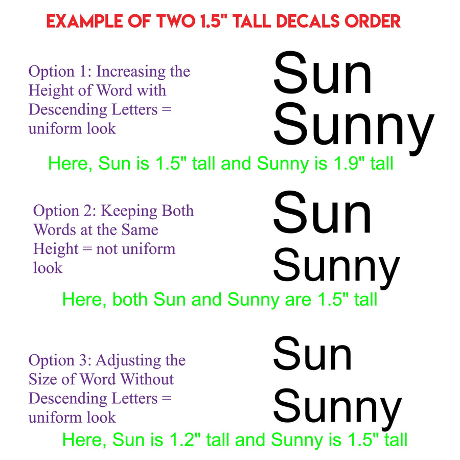 How Descending Letters Affect Decal Sizing: A Guide for Ordering Multiple Words or Decals