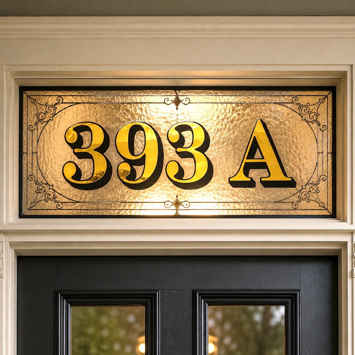 Example of decorative 393A transom address lettering