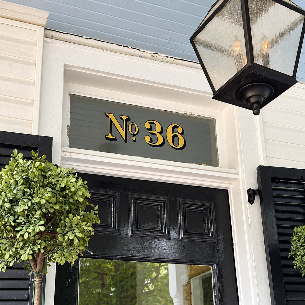 Vintage gold transom house numbers