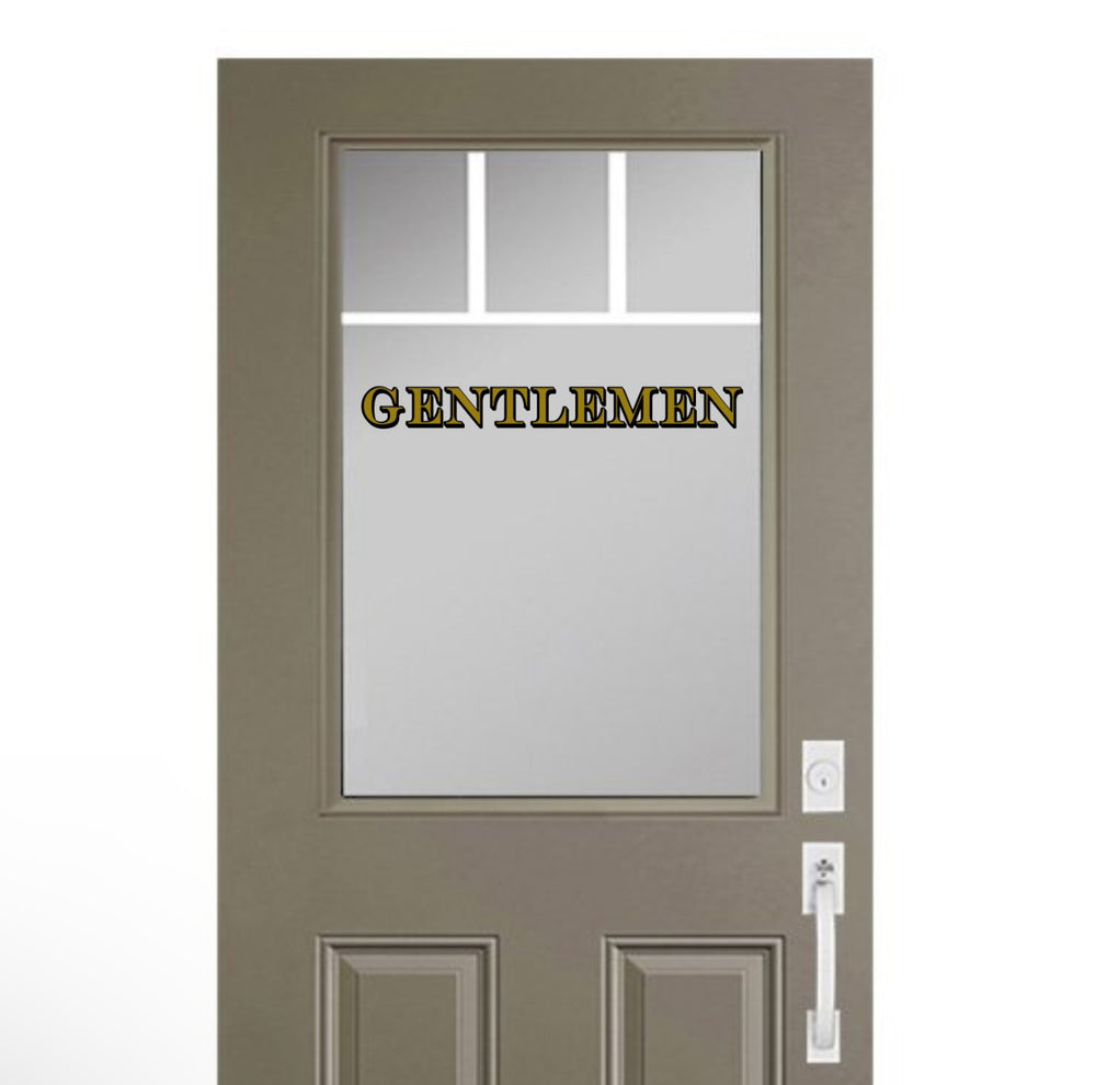 Example door with Gentlemen lettering on glass