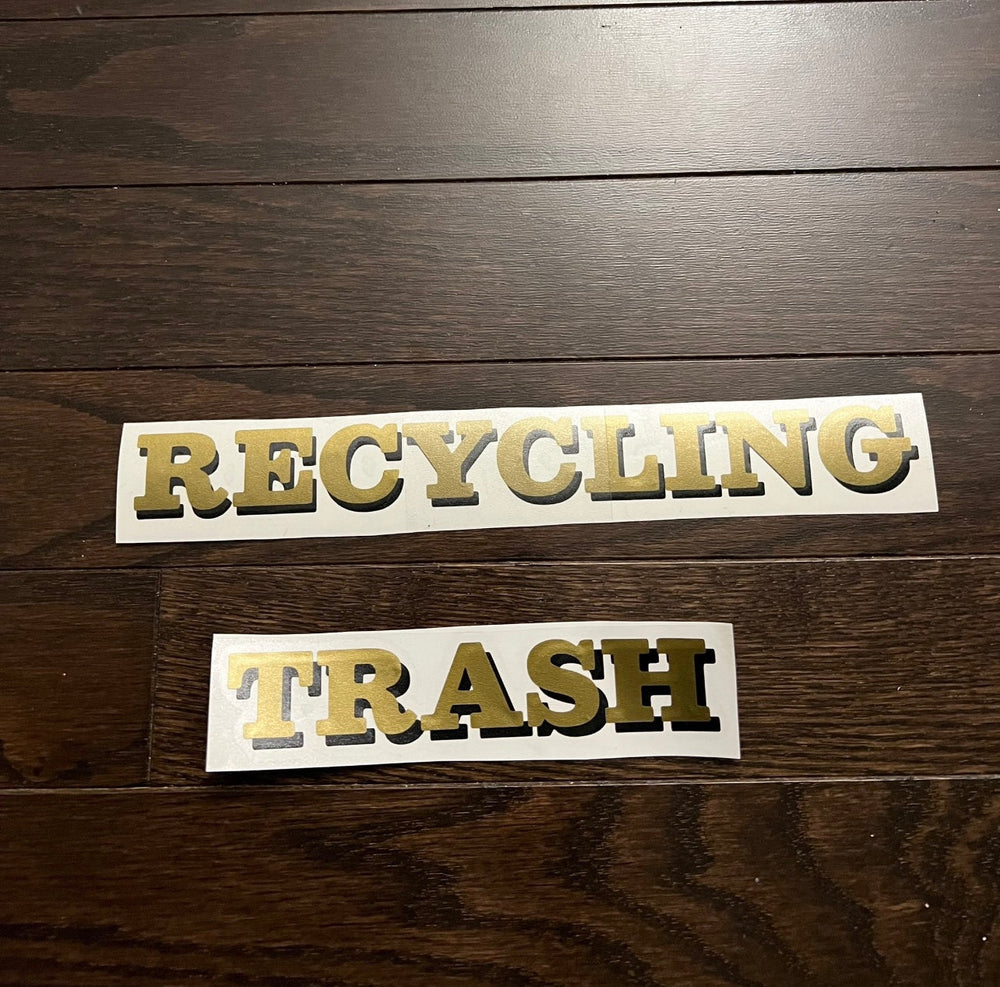 Recycling and Trash gold and black decals