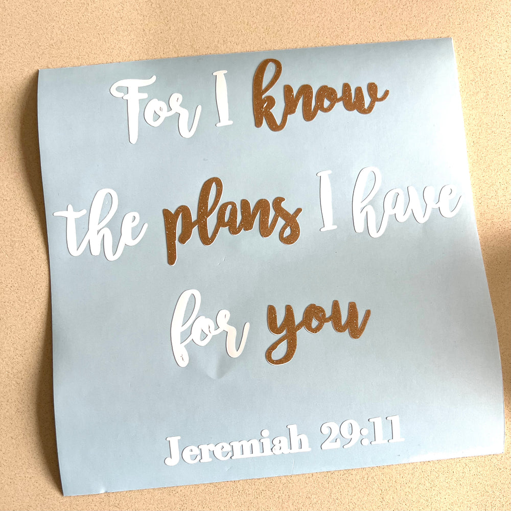 White Jeremiah 29:11 quote decal