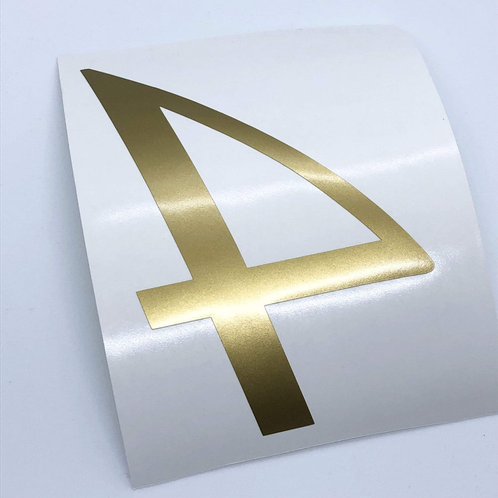 Gold-coloured digit 4 on curved backing