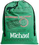 Green Michael Santa sack with reindeer delivery design
