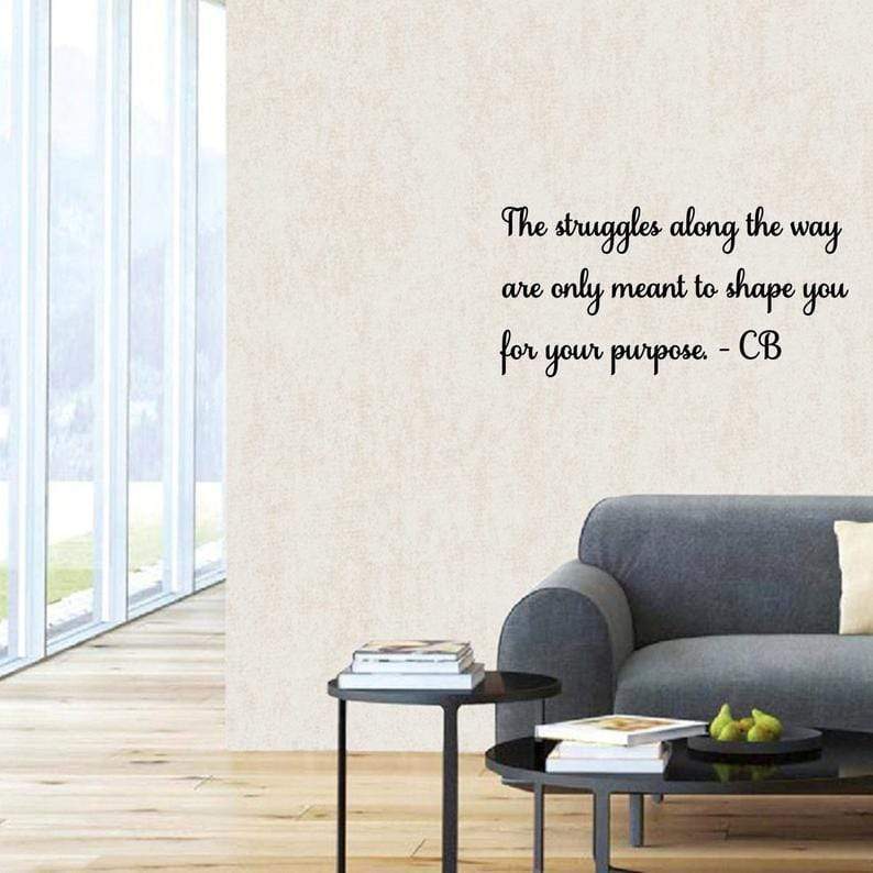 Room illustration showing a black motivational wall quote