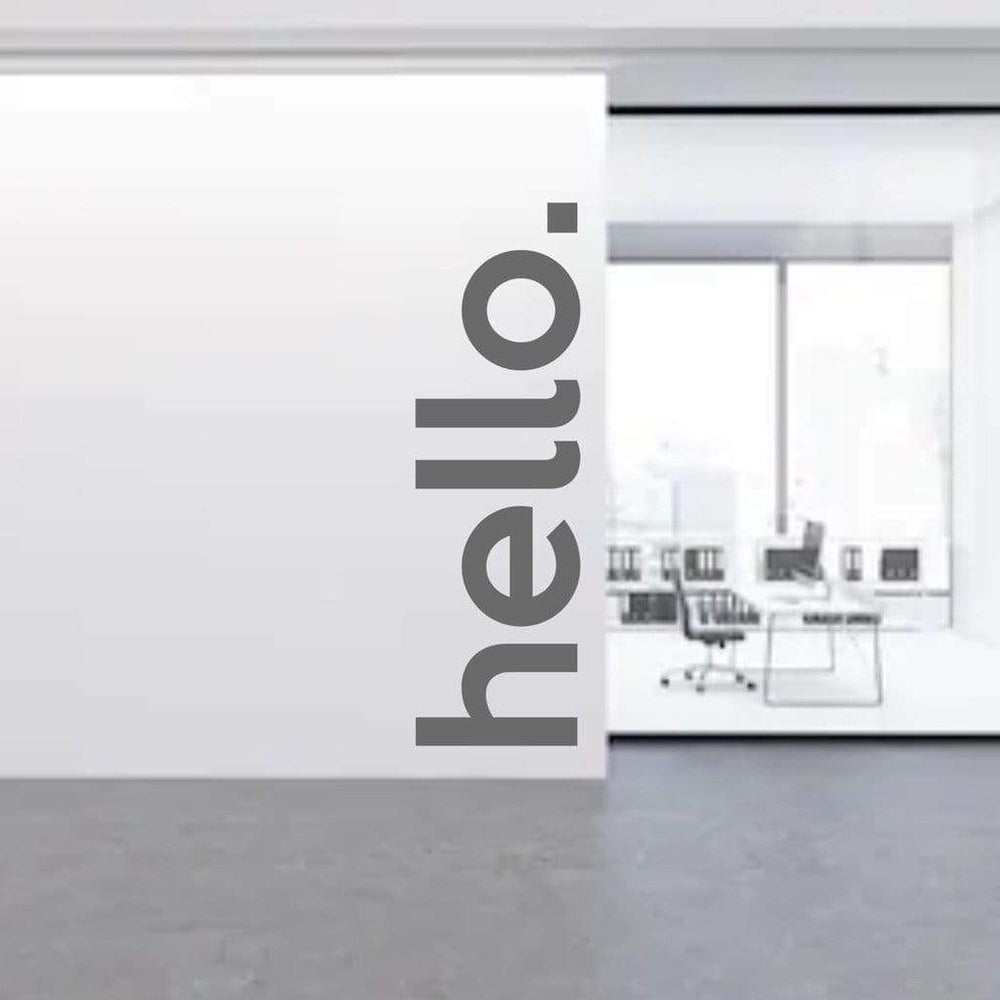 Illustration of vertical hello lettering on an interior wall