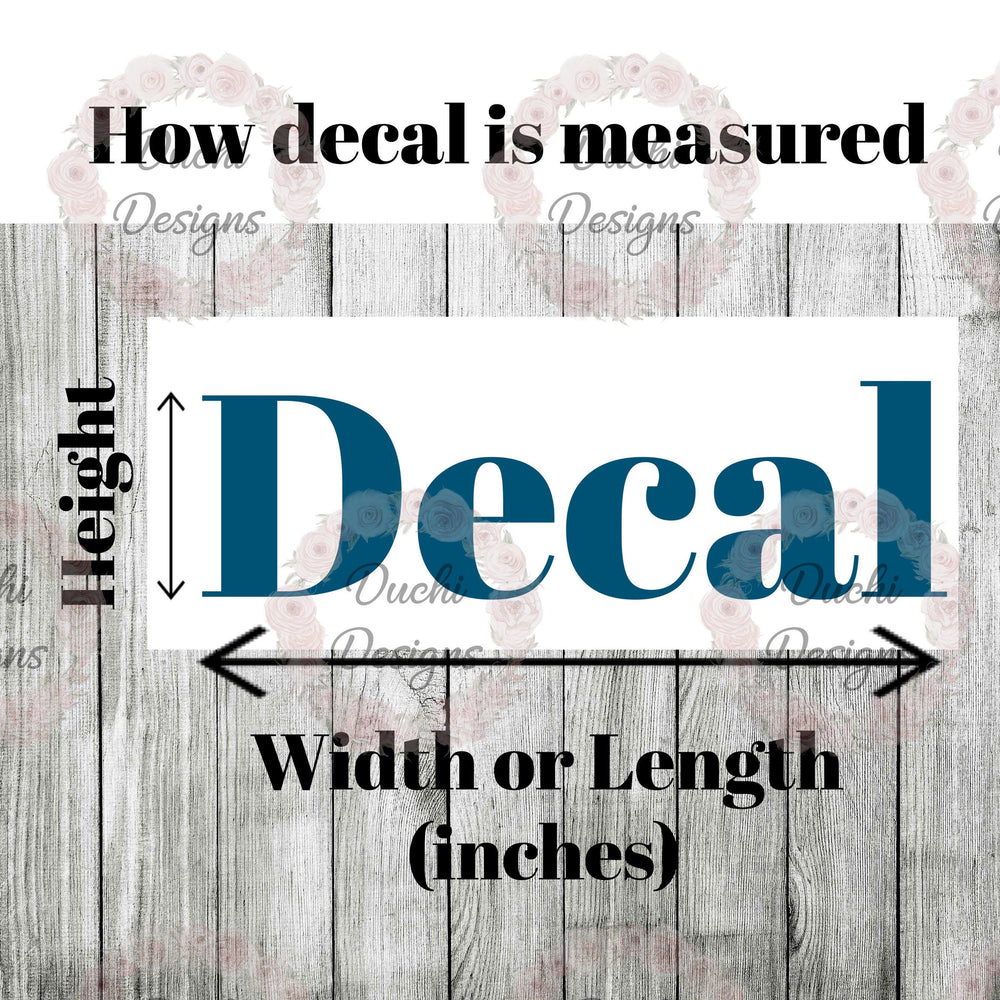Diagram showing decal height and width