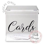 Illustration of Cards lettering on an acrylic wedding card box