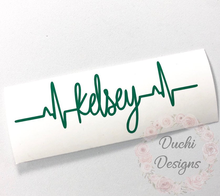 Green Kelsey heartbeat name lettering