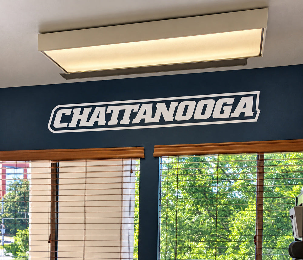 Outlined Chattanooga lettering installed above windows