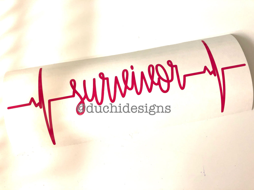 Pink Survivor heartbeat lettering
