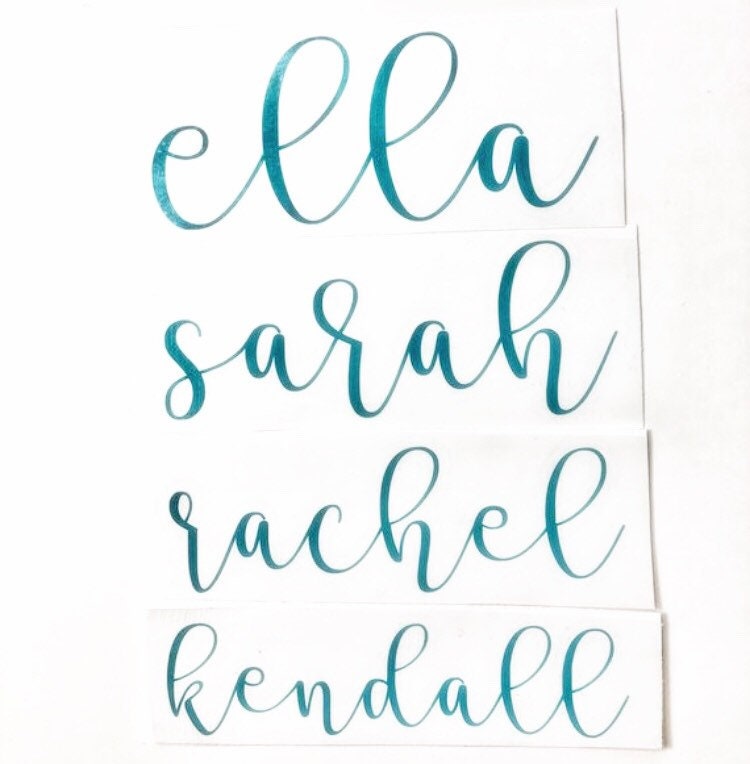 Custom Name Decals in Cursive Lower case Font – Duchi Designs