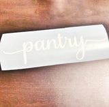 White pantry script lettering on backing