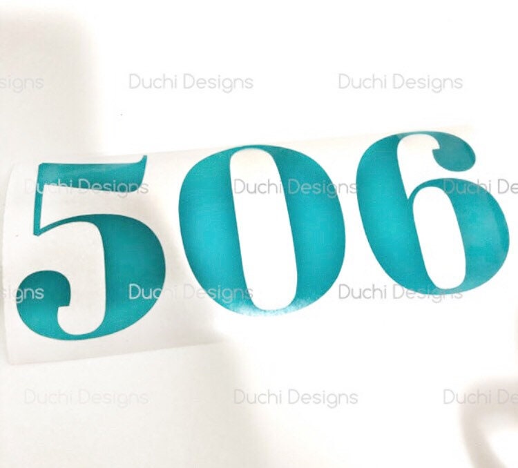 Teal 506 number decal