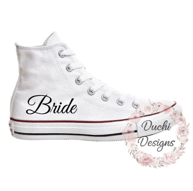 Custom 3 Inch Wide Bride Groom Iron On Decals for Converse Shoes M Duchi Designs