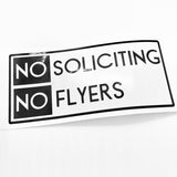 Black No Soliciting No Flyers bordered decal