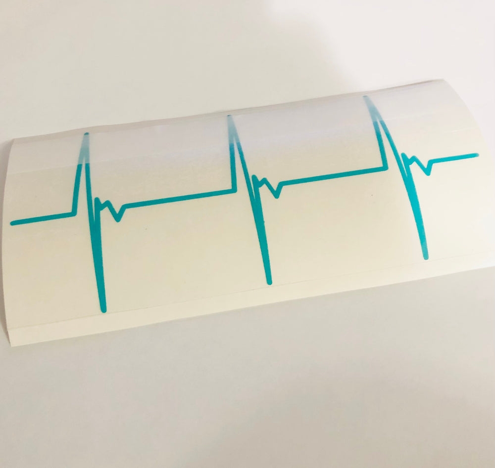 Teal heartbeat line decal