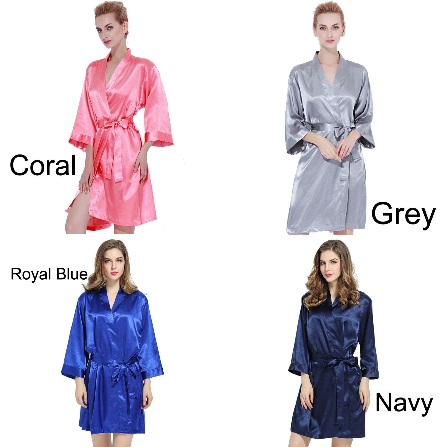 Satin Silk Robe Bridesmaid Custom robes Getting ready robes Maid of ho –  Duchi Designs