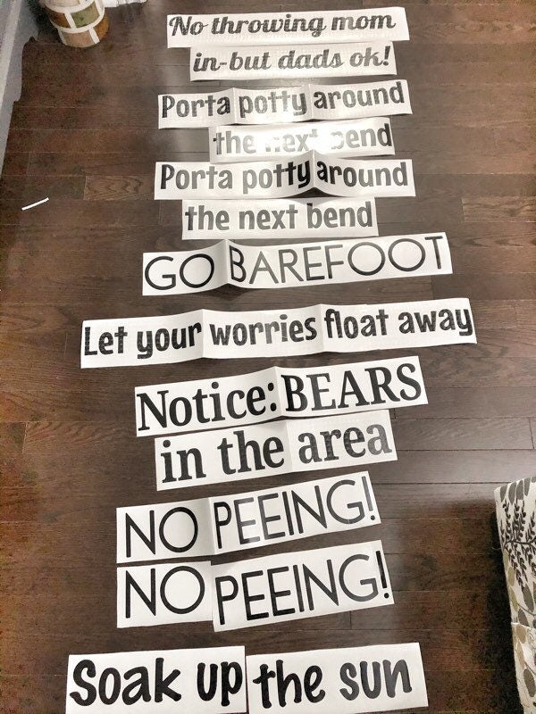 Several custom message and quote decals on backing