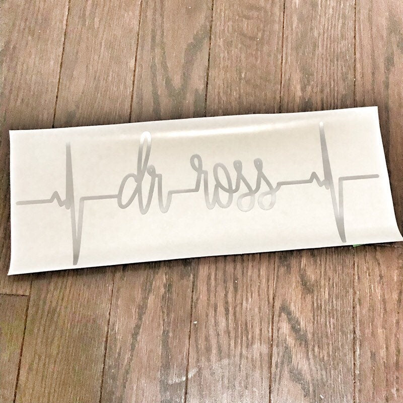 Silver Dr Ross heartbeat name lettering