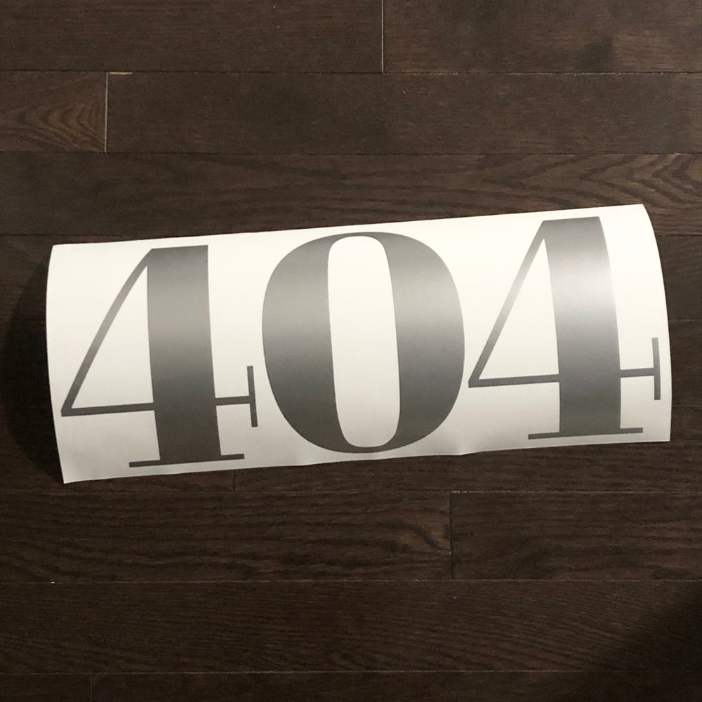 Grey 404 number decal on backing