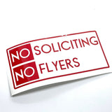 Red No Soliciting No Flyers bordered decal